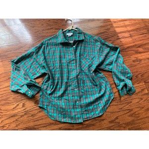 Vintage Plaid Laura Mae Long Sleeve Button Down Oversize Shirt Size M